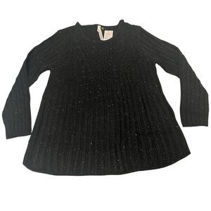 NY Collection Petite Sweater Tunic PL Cable Knit Black Quiet Luxury NWT Spring ✨